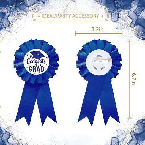 Blue Congrats Grad Tinplate Badge Pin, Graduation Brooch Pin, Class of 2026 Button Pin for Women Men, Blue Rosette High School College Grad Party Favors in Kuwait