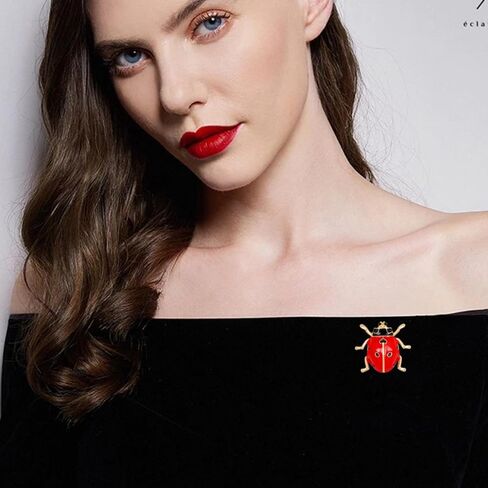 Red Ladybug Brooch Pin for Women Cute Rhinestone Insect Brooch Ladybug Insects Animals Hobby Jewelry Gifts in Kuwait