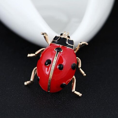Red Ladybug Brooch Pin for Women Cute Rhinestone Insect Brooch Ladybug Insects Animals Hobby Jewelry Gifts in Kuwait