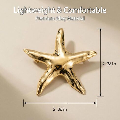 2PCS Minimalist Metal Starfish Brooches and Pins for Women, Unique Irregular Shape Lapel Pin, Abstract Marine Jewelry Accessories for Coat, Dress, Scarf, Wedding, and Party Gifts in Saudi Arabia