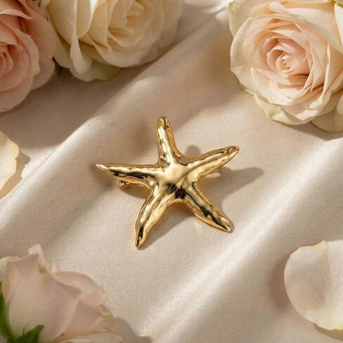 2PCS Minimalist Metal Starfish Brooches and Pins for Women, Unique Irregular Shape Lapel Pin, Abstract Marine Jewelry Accessories for Coat, Dress, Scarf, Wedding, and Party Gifts in Saudi Arabia