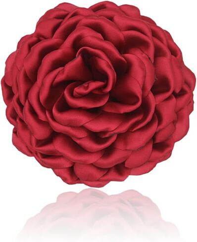 Dainty Silk Satin Rose Flower Extra Large Big Brooches Lapel Pins Delicate Elegant Fabric Flowers Oversized Brooch Pin for Women Wedding Party Banquet Dress Suit Clothes Accessories Jewelry Gifts 110mm in Saudi Arabia