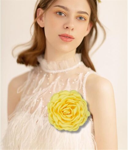 Dainty Silk Satin Rose Flower Extra Large Big Brooches Lapel Pins Delicate Elegant Fabric Flowers Oversized Brooch Pin for Women Wedding Party Banquet Dress Suit Clothes Accessories Jewelry Gifts 110mm in Kuwait