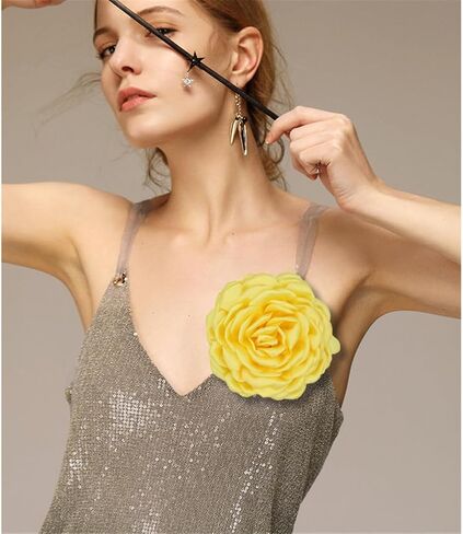 Dainty Silk Satin Rose Flower Extra Large Big Brooches Lapel Pins Delicate Elegant Fabric Flowers Oversized Brooch Pin for Women Wedding Party Banquet Dress Suit Clothes Accessories Jewelry Gifts 110mm in Kuwait