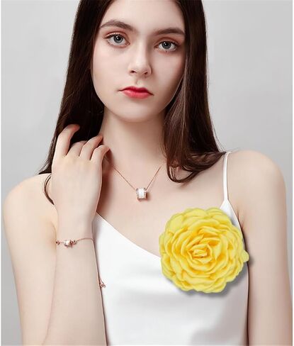 Dainty Silk Satin Rose Flower Extra Large Big Brooches Lapel Pins Delicate Elegant Fabric Flowers Oversized Brooch Pin for Women Wedding Party Banquet Dress Suit Clothes Accessories Jewelry Gifts 110mm in Kuwait