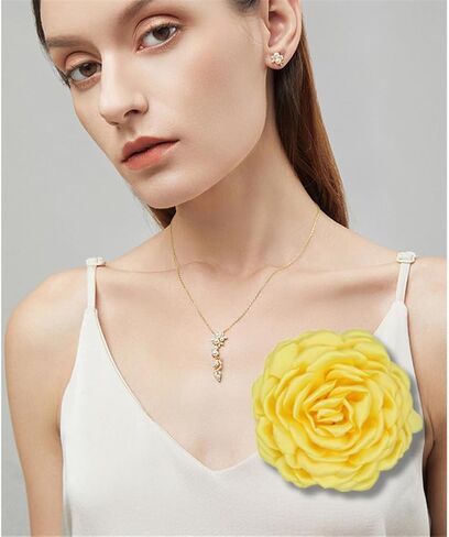 Dainty Silk Satin Rose Flower Extra Large Big Brooches Lapel Pins Delicate Elegant Fabric Flowers Oversized Brooch Pin for Women Wedding Party Banquet Dress Suit Clothes Accessories Jewelry Gifts 110mm in Kuwait
