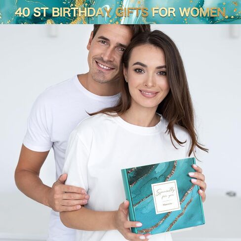 MACEVIA 40th Birthday Gifts for Women 40 Year Old Birthday Box for Women | 9pcs Unique Turning 40 Gift with Tumbler Fashion Canvas Tote Bag for Her Mom Sister Friend Wife Coworker in Saudi Arabia