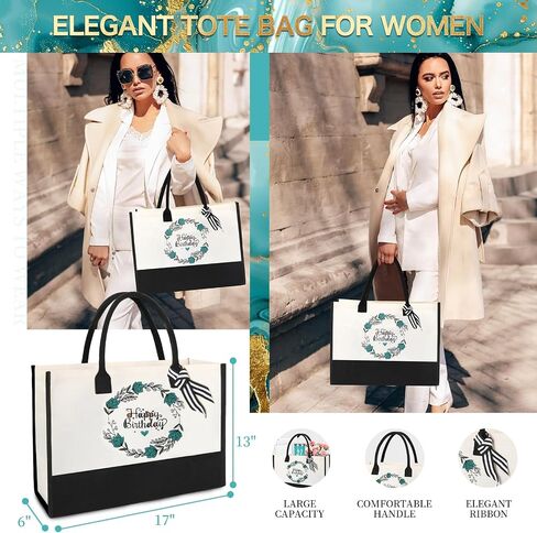 MACEVIA 40th Birthday Gifts for Women 40 Year Old Birthday Box for Women | 9pcs Unique Turning 40 Gift with Tumbler Fashion Canvas Tote Bag for Her Mom Sister Friend Wife Coworker in Saudi Arabia