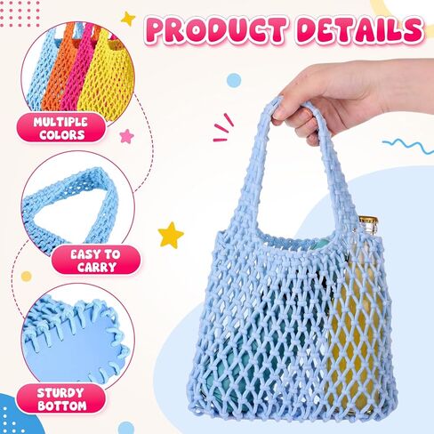 8 Pcs 7.87'' Beach Bachelorette Gift Bags Cotton Rope Totes with Handle Colorful Crochet Bag Boho Gift Tote for Bridesmaid, Wedding, Party in Saudi Arabia
