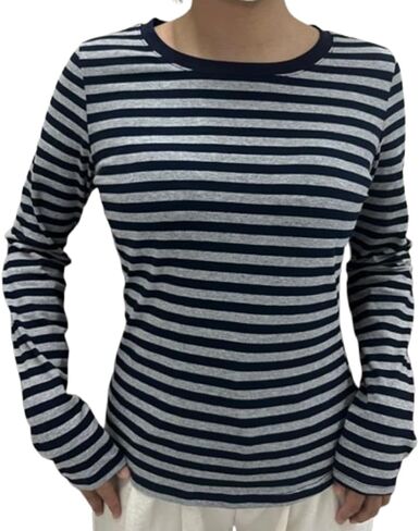 Womens Y2K Striped Long Sleeve Tops Vintage Crew Neck Harajuku Blouses Top Retro Tees Shirt Top Fall Winter Clothes in Saudi Arabia