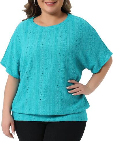 تي شيرت Agnes Orinda مقاس كبير للنساء برقبة دائرية وأكمام قصيرة تي شيرت صيفي غير رسمي بلوزات وبلوزات in Kuwait