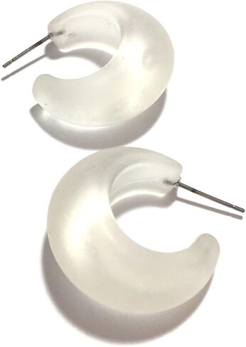 Clear Frosted Hoop Earrings | vintage frosted lucite snail shell hoops - SNL-CL-1 in Saudi Arabia