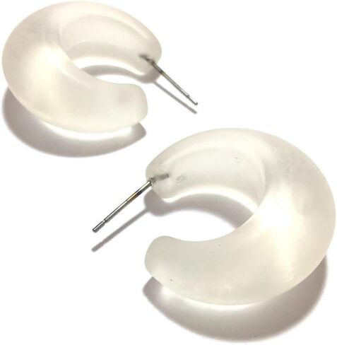 Clear Frosted Hoop Earrings | vintage frosted lucite snail shell hoops - SNL-CL-1 in Saudi Arabia