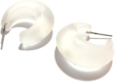 Clear Frosted Hoop Earrings | vintage frosted lucite snail shell hoops - SNL-CL-1 in Saudi Arabia