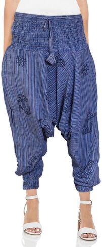Ezhippie Womens Stonewashed Striped Harem Pants Hippie Trouser in Saudi Arabia