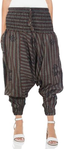 Ezhippie Womens Stonewashed Striped Harem Pants Hippie Trouser in Saudi Arabia
