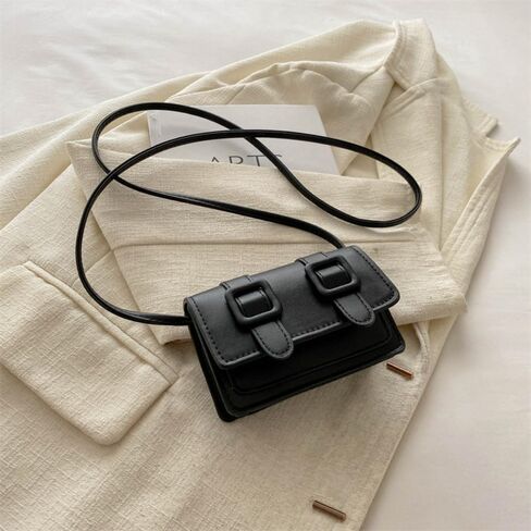 Cambridge Bags Solid Color Portable Buckle Messenger Bags PU Leather Shoulder Bag Ladies(black) in Kuwait