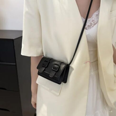 Cambridge Bags Solid Color Portable Buckle Messenger Bags PU Leather Shoulder Bag Ladies(black) in Kuwait