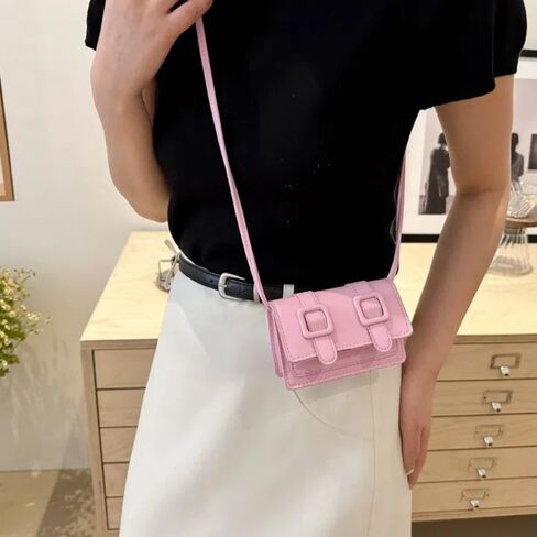 Cambridge Bags Solid Color Portable Buckle Messenger Bags PU Leather Shoulder Bag Ladies(black) in Kuwait