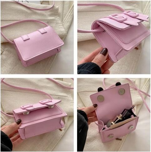 Cambridge Bags Solid Color Portable Buckle Messenger Bags PU Leather Shoulder Bag Ladies(black) in Kuwait