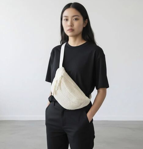 MAICOSY Sherpa Crossbody Bag with Adjustable Strap, Beige in Saudi Arabia