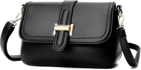 Women's PU Leather Crossbody Bag with Gold Buckle, Chic Small Shoulder Purse, Lightweight Multi-Pocket Handbag in Saudi Arabia