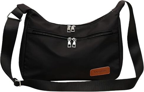 Women's Canvas Crescent Crossbody Bag - 2 Zipper Pockets Hobo Sling Purse for Casual & Work, Lightweight & Versatile in Saudi Arabia