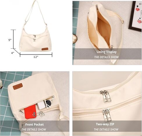 Women's Canvas Crescent Crossbody Bag - 2 Zipper Pockets Hobo Sling Purse for Casual & Work, Lightweight & Versatile in Saudi Arabia