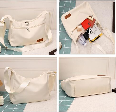 Women's Canvas Crescent Crossbody Bag - 2 Zipper Pockets Hobo Sling Purse for Casual & Work, Lightweight & Versatile in Saudi Arabia