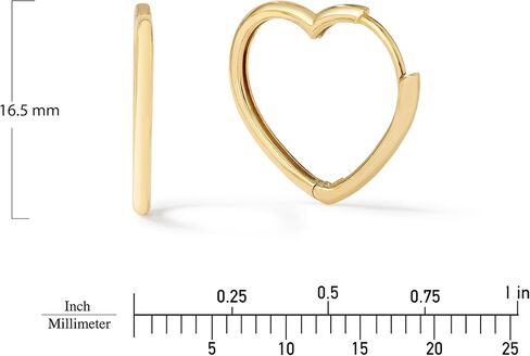 14K Yellow Gold Offset Heart Shaped Huggie Hoop Earrings – Crafted in Real 14K Gold -5/8 inches in Saudi Arabia