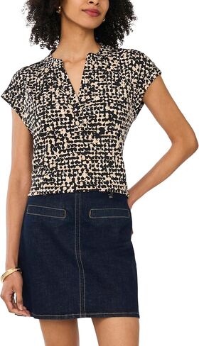 Vince Camuto Women's V Front Placket Short Sleeve Blouse in Saudi Arabia