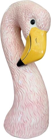 Ceramic Flamingo Vase Medium 10.5" Light Pastel Pink - Glossy Tropical Accent Piece for Flowers, Unique Home Decor, Maximalist Florida Decor in Saudi Arabia