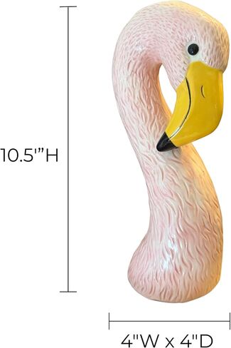 Ceramic Flamingo Vase Medium 10.5" Light Pastel Pink - Glossy Tropical Accent Piece for Flowers, Unique Home Decor, Maximalist Florida Decor in Saudi Arabia