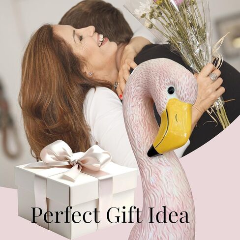 Ceramic Flamingo Vase Medium 10.5" Light Pastel Pink - Glossy Tropical Accent Piece for Flowers, Unique Home Decor, Maximalist Florida Decor in Saudi Arabia
