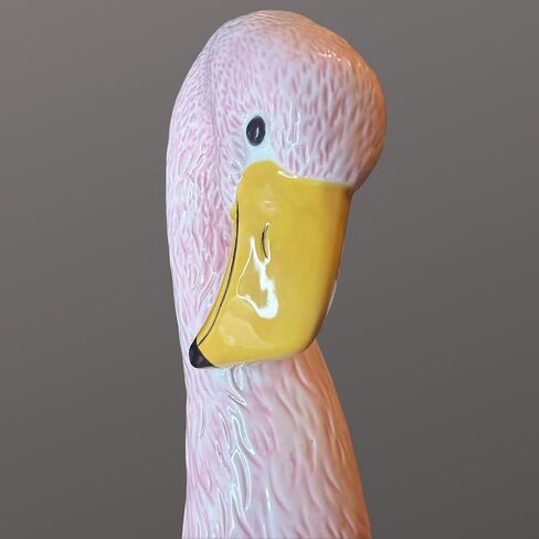 Ceramic Flamingo Vase Medium 10.5" Light Pastel Pink - Glossy Tropical Accent Piece for Flowers, Unique Home Decor, Maximalist Florida Decor in Saudi Arabia