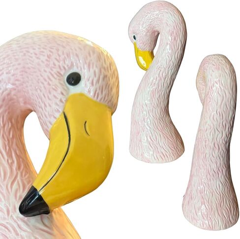 Ceramic Flamingo Vase Medium 10.5" Light Pastel Pink - Glossy Tropical Accent Piece for Flowers, Unique Home Decor, Maximalist Florida Decor in Saudi Arabia