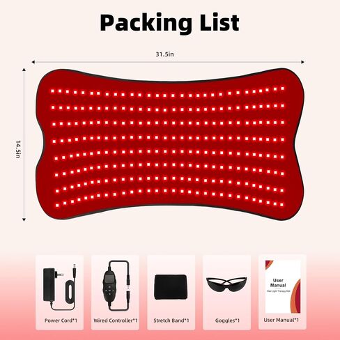 Red Light Therapy Mat for Body, 240 LEDs 32"x15" Near Infrared Light Therapy Pad with 660nm & 850nm Wavelength, Home Use for Back Belly Knee Joint Muscle Comfort in Saudi Arabia