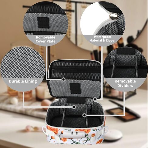 Orange Floral Travel Smell Proof Carrier Bag with 9 Small Accessories, Water-Resistant Organizers Box Case For Storing Your Products, Medicine Bag with Combination Lock, Great Gift for Friend. in Saudi Arabia