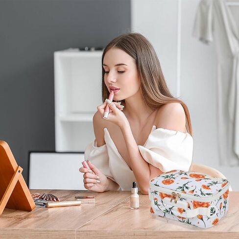 Orange Floral Travel Smell Proof Carrier Bag with 9 Small Accessories, Water-Resistant Organizers Box Case For Storing Your Products, Medicine Bag with Combination Lock, Great Gift for Friend. in Saudi Arabia