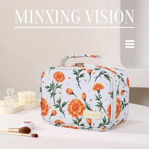 Orange Floral Travel Smell Proof Carrier Bag with 9 Small Accessories, Water-Resistant Organizers Box Case For Storing Your Products, Medicine Bag with Combination Lock, Great Gift for Friend. in Saudi Arabia