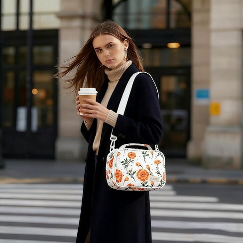 Orange Floral Travel Smell Proof Carrier Bag with 9 Small Accessories, Water-Resistant Organizers Box Case For Storing Your Products, Medicine Bag with Combination Lock, Great Gift for Friend. in Saudi Arabia