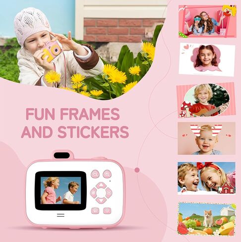 Instant Camera for Kids with 3 Roll Print Paper, 1080P HD Kids Cameras Instant Print Camera with 32GB SD Card, Kid Toys for Ages 5-7, Birthday for Girls Age 8-10 in Kuwait