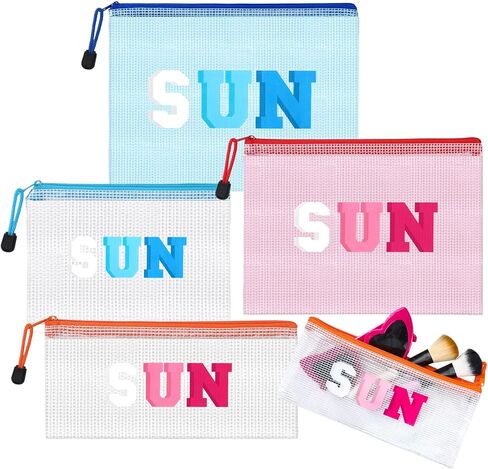 4 Pcs Beach Pouch Sunscreen Bag for Beach Pool Waterproof Zipper Pouches Bulk Clear Sun Makeup Pouches Summer Travel Toiletry Storage Women Gifts for Cosmetic Accessories in Kuwait
