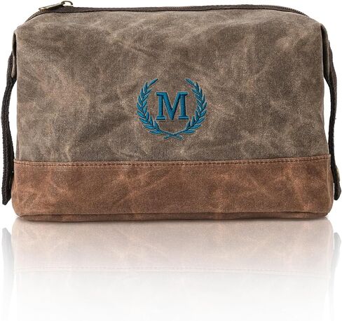 Personalized Toiletry Bag Groomsmen Gifts Mens Birthday Gift Ideas, Waxed Canvas Travel Dopp Kit Monogrammed Initial Embroidery, Waterproof Shaving Case for Road Trip Weekend Camping Hiking Letter J in Kuwait