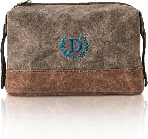 Personalized Toiletry Bag Groomsmen Gifts Mens Birthday Gift Ideas, Waxed Canvas Travel Dopp Kit Monogrammed Initial Embroidery, Waterproof Shaving Case for Road Trip Weekend Camping Hiking Letter J in Kuwait