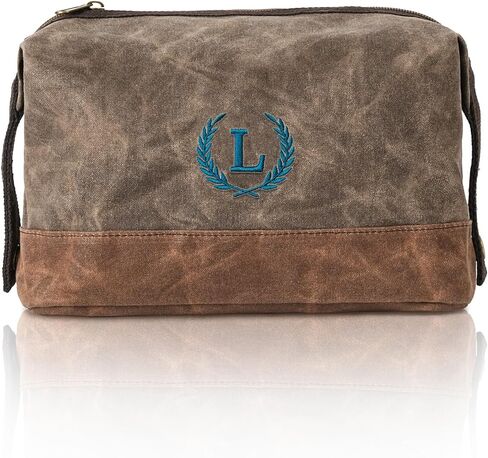 Personalized Toiletry Bag Groomsmen Gifts Mens Birthday Gift Ideas, Waxed Canvas Travel Dopp Kit Monogrammed Initial Embroidery, Waterproof Shaving Case for Road Trip Weekend Camping Hiking Letter J in Kuwait