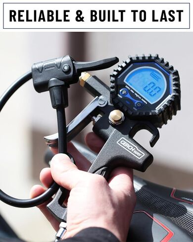 Digital Tire Pressure Gauge with Inflator, Improved Leaks Protection, 200PSI Air Chuck and Compressor Accessories, Extended Hose with 360° Air Chuck in Kuwait