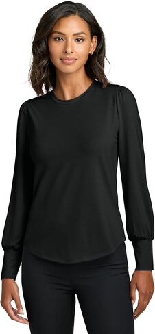 Mercer+Mettle Women's Stretch Jersey Long Sleeve Blouson Top | Long Sleeve Work Blouse for Women, Casual Office Blouse in Saudi Arabia