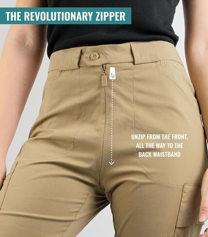Hiking Pants for Women, Front to Back Zipper for Outdoor Pee Privacy, Outdoor Bathroom Access Without Dropping Pants in Saudi Arabia
