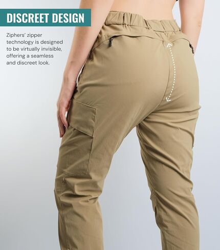 Hiking Pants for Women, Front to Back Zipper for Outdoor Pee Privacy, Outdoor Bathroom Access Without Dropping Pants in Saudi Arabia